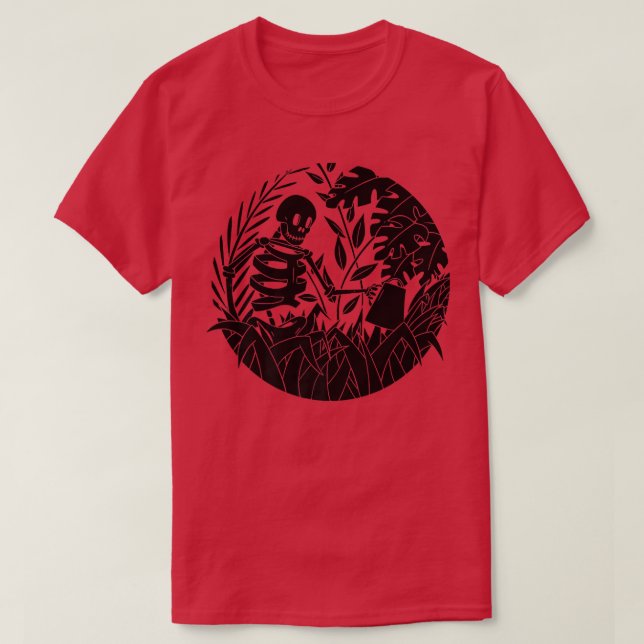 Skeleton Watering Garden Funny Gardening  T-Shirt (Design Front)