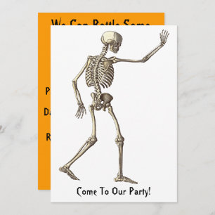 Skeleton Waving Halloween Invitation