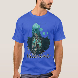 Skeleton wearing a rose wedding dress is so funny T-Shirt