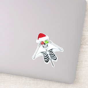 Skeleton Wearing Santa Hat Christmas Ornaments