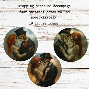 Skeleton Wedding Couple Decoupage Paper  