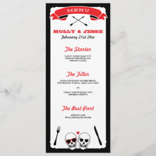 Skeleton Wedding Dinner Menu - Black and Red