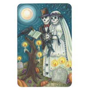 SKELETON WEDDING IN CEMETERY MAGNET Rectangle