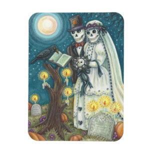 SKELETON WEDDING IN CEMETERY MAGNET Rectangle