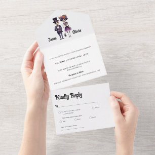 Skeleton Wedding Invitation all in one