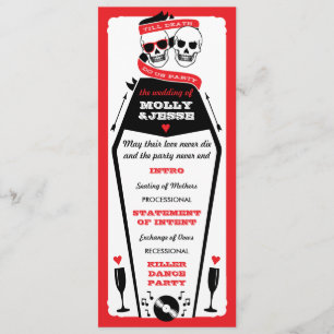 Skeleton Wedding Program - Black and Red Programme