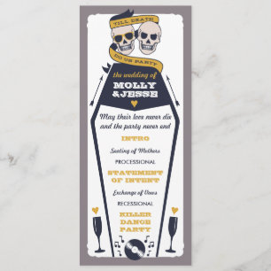 Skeleton Wedding Program - Navy and Mustard Programme