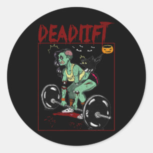Skeleton Weightlifter Bodybuilder Workout Fitness Classic Round Sticker