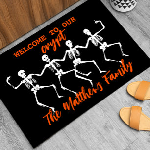 Skeleton Welcome to Our Crypt Personalised Doormat