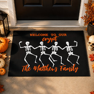 Skeleton Welcome to Our Crypt Personalised Doormat