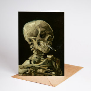 Skeleton with a Burning Cigarette   Van Gogh Card
