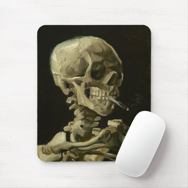 Skeleton with a Burning Cigarette | Van Gogh Mouse Mat (With Mouse)
