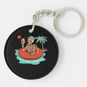 Skeleton with a Drink Floating on a Key Ring