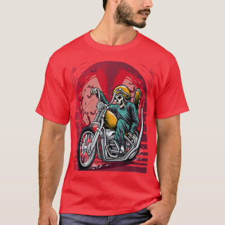 Skeleton with Big Bike Creepy Skeleton  T-Shirt