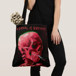 Skeleton with Burning Cigarette by Van Gogh Tote Bag