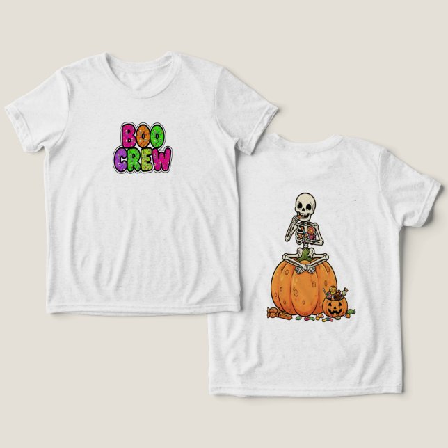 Skeleton With Candy For Halloween Tri-Blend Shirt (Design Front & Back)