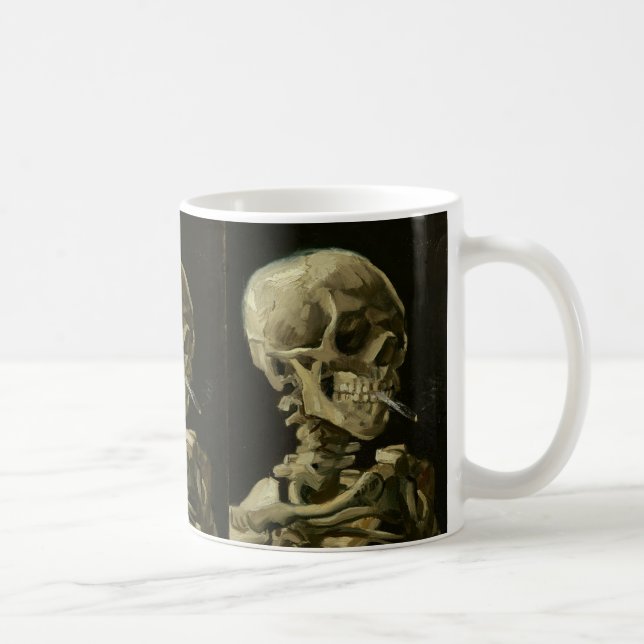 Skeleton with cigarette by Van Gogh Coffee Mug (Right)