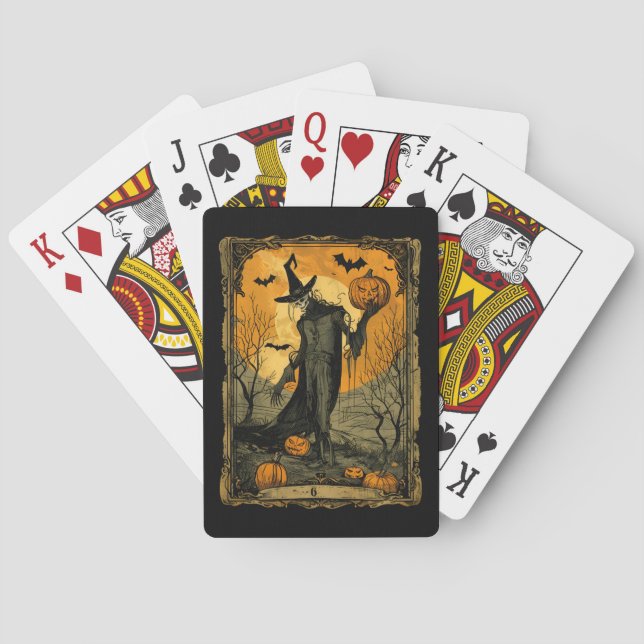 Skeleton with Evil Pumpkin Tarot Card (Back)