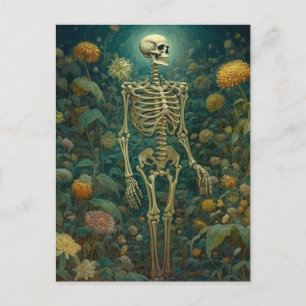 Skeleton With Flowers  Postcard