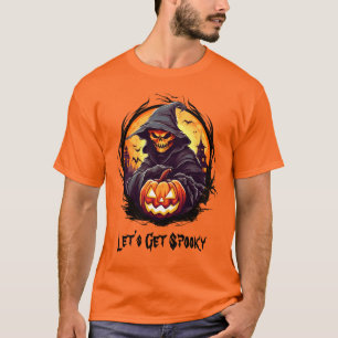 Skeleton with jack o lantern   Halloween Pumpkin T-Shirt
