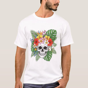 Skeleton with Leaves and Flowers T-Shirt – Gothic 