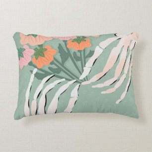 Skeleton with Pumpkin Bouquet Decorative Cushion