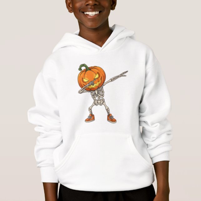 Skeleton with Pumpkin Head Dab Dance Halloween  (Front)