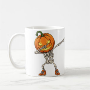 Skeleton with Pumpkin Head Dab Dance Halloween  Coffee Mug