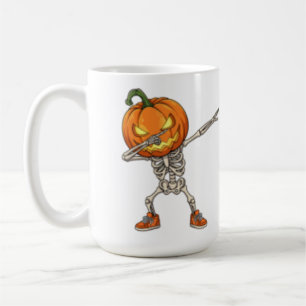 Skeleton with Pumpkin Head Dab Dance Halloween  Coffee Mug