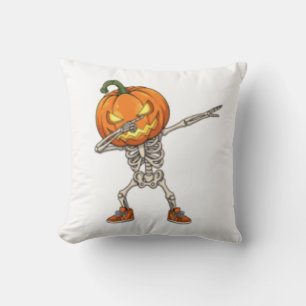 Skeleton with Pumpkin Head Dab Dance Halloween  Cushion
