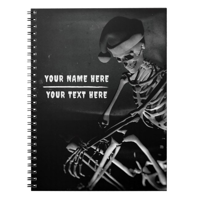 Skeleton with Santa hat. Customisable Notebook (Front)