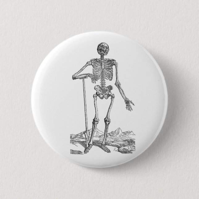 Skeleton with Shovel 6 Cm Round Badge (Front)