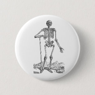 Skeleton with Shovel 6 Cm Round Badge