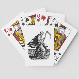 skeleton with the scythe at the sea playing cards