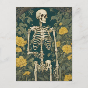 Skeleton With Yellow Flowers Postcard