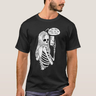 Skeleton Woman with Cell Phone Taking Selfie Skull T-Shirt