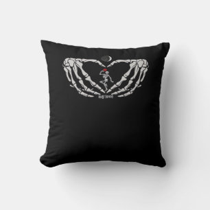Skeleton Woman With Red In Heart Made Of Hands Fes Cushion