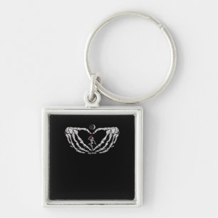 Skeleton Woman With Red In Heart Made Of Hands Fes Key Ring
