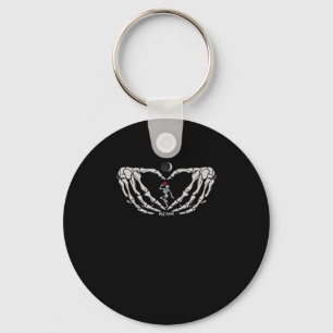 Skeleton Woman With Red In Heart Made Of Hands Fes Key Ring