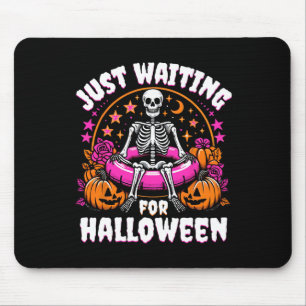 Skeleton Women Men Just Waiting For Halloween  Mouse Mat