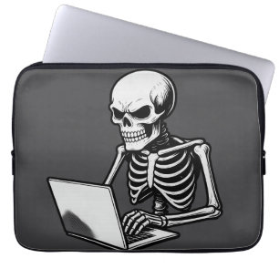 Skeleton Working Hard on Laptop  Sleeve