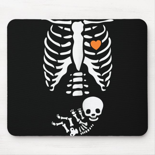 Skeleton Xray Halloween Costume Pregnant Women Mom Mouse Mat (Front)