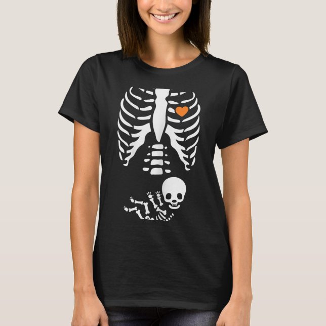 Skeleton Xray Halloween Costume Pregnant Women Mom T-Shirt (Front)