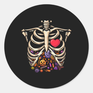 Skeleton Xray Ribs Rib Cage Halloween Candy Costum Classic Round Sticker