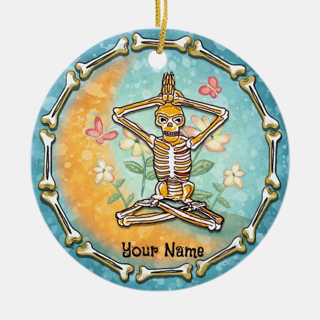 Skeleton Yoga   Ceramic Tree Decoration (Front)