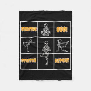 Skeleton Yoga Halloween Funny Breathe Boo Stretch Fleece Blanket