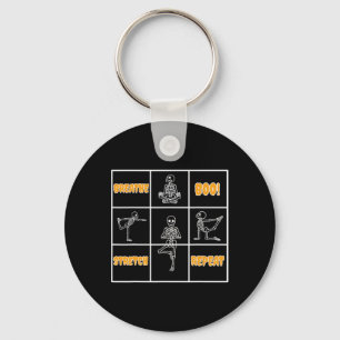 Skeleton Yoga Halloween Funny Breathe Boo Stretch Key Ring