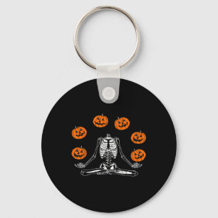 Skeleton Yoga Juggling Pumpkin Skull Key Ring