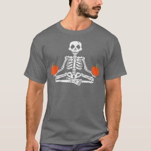 Skeleton Yoga Lazy Halloween Costume Meditating Pu T-Shirt