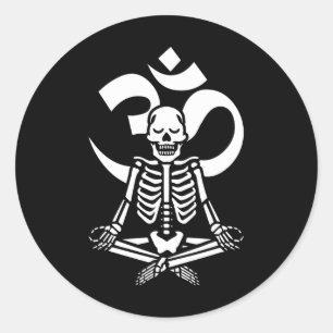 Skeleton Yoga Meditation Om Costume Funny Aum Hall Classic Round Sticker